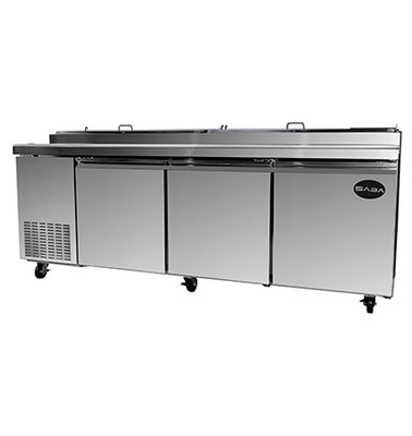 SABA SPP-91-12 24.2 Cu. Ft. Stainless Steel 3-Section Pizza Prep Table - 115 Volts