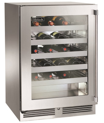 Perlick HC24WS-SG-STK 5.3 Cu. Ft. Black Stainless Steel Top and Sides Exterior Solid Door Undercounter Glass Chiller - 115 Volts