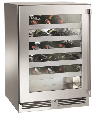 Perlick HC24WS-SG-STK 5.3 Cu. Ft. Black Stainless Steel Top and Sides Exterior Solid Door Undercounter Glass Chiller - 115 Volts