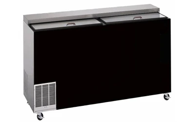 Perlick FR60RT-BS-STK 60" W Black Vinyl Stainless Steel Top Sliding Door Glass Foster - 120 Volts