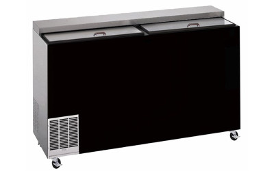 Perlick FR60RT-BS-STK 60" W Black Vinyl Stainless Steel Top Sliding Door Glass Foster - 120 Volts