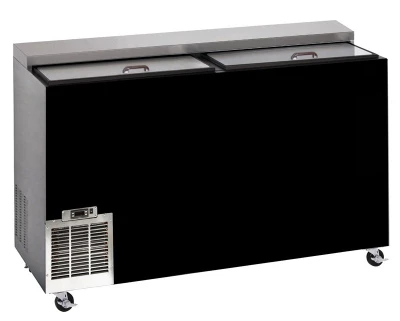 Perlick BC48RT-BS-STK 48" W Black Vinyl Stainless Steel Flat Top Bottle Cooler - 115 Volts