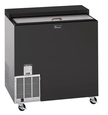 Perlick FR36RT-BS-STK 36" W Black Vinyl Stainless Steel Top Sliding Door Glass Foster - 120 Volts