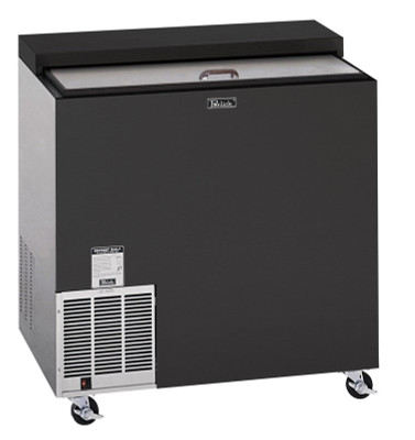 Perlick FR36RT-BS-STK 36" W Black Vinyl Stainless Steel Top Sliding Door Glass Foster - 120 Volts