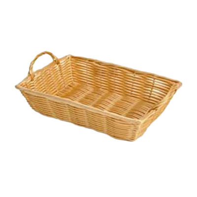 Thunder Group PLBN1208T 3" H x 12" W x 8" D Natural Tan Polypropylene Handwoven Rectangular Basket with Handles