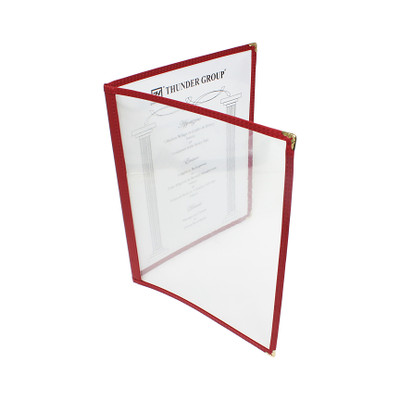 Thunder Group PLMENU-2MA 8.5" W x 11" D Maroon Plastic Laminated Double-Fold Menu Cover