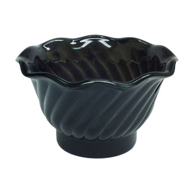 Thunder Group PLDS005K 5 Oz. Black Plastic Swirl Tulip Shaped Dessert Dish