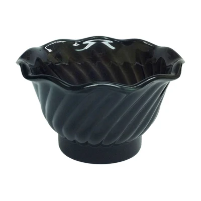 Thunder Group PLDS005K 5 Oz. Black Plastic Swirl Tulip Shaped Dessert Dish