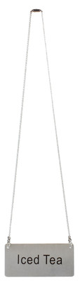Thunder Group SLCS3176 3.5" L x 1.75" H Stainless Steel "Iced Tea" Beverage Chain Sign