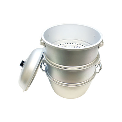 Thunder Group ALST006 13" Dia. x 19.5" H Aluminum Perforations Steamer Set