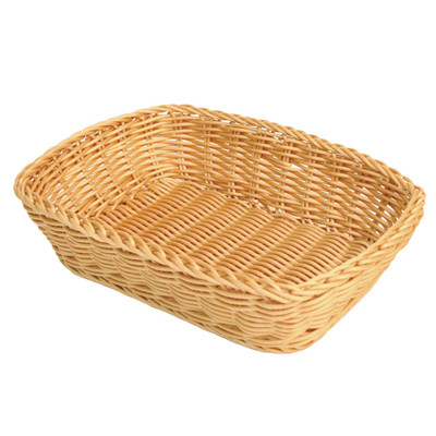 Thunder Group PLBB1209 3" H x 12" W x 9 D Natural Tan Plastic Woven Rectangular Basket