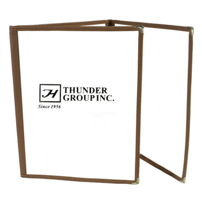Thunder Group PLMENU-3BR 8.5" W x 11" D Brown Plastic Laminated Triple-Fold Menu Cover