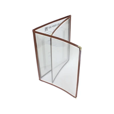 Thunder Group PLMENU-3BR 8.5" W x 11" D Brown Plastic Laminated Triple-Fold Menu Cover
