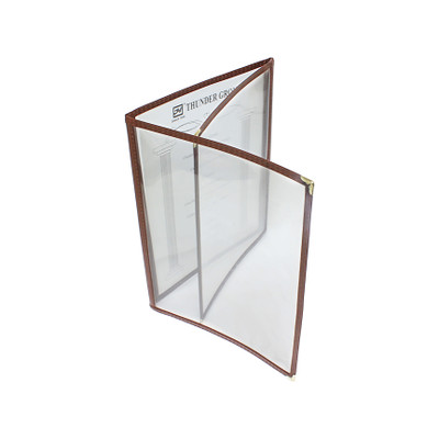 Thunder Group PLMENU-3BR 8.5" W x 11" D Brown Plastic Laminated Triple-Fold Menu Cover