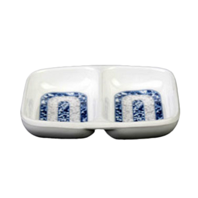 Thunder Group 1102DL 2 Oz. Blue Dragon Melamine 2-Wells Rectangular Twin Sauce Dish