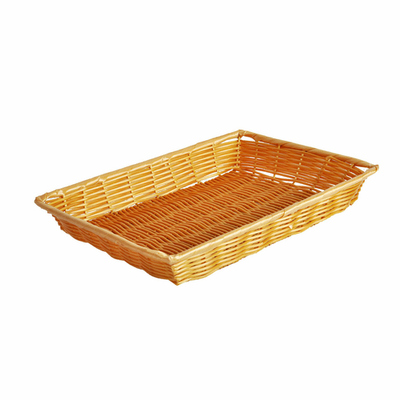 Thunder Group PLBN1410T 2" H x 14" W x 10" D Natural Tan Polypropylene Handwoven Rectangular Basket