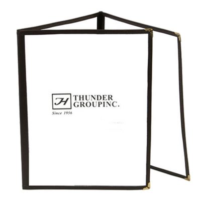 Thunder Group PLMENU-3BL 8.5" W x 11" D Black Plastic Laminated Triple-Fold Menu Cover
