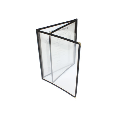 Thunder Group PLMENU-3BL 8.5" W x 11" D Black Plastic Laminated Triple-Fold Menu Cover