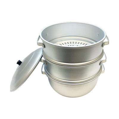 Thunder Group ALST004 11.5" Dia. x 14.5" H Aluminum Perforations Steamer Set