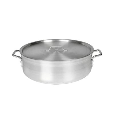 Thunder Group ALSKBP008 40 Qt. Aluminum Mirror-Finish with Cover Brazier Pot