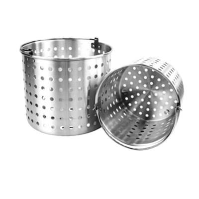 Thunder Group ALSKBK005 Aluminum Mirror Finish Perforated Steamer Basket Fits 24 Qt. Pot