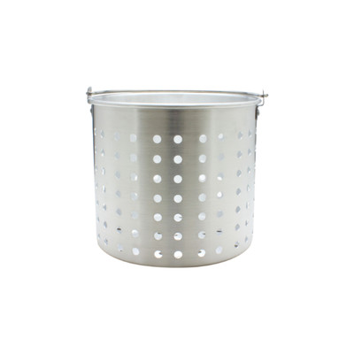 Thunder Group ALSKBK005 Aluminum Mirror Finish Perforated Steamer Basket Fits 24 Qt. Pot