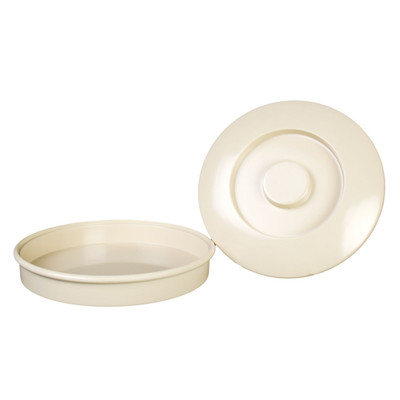Thunder Group NS608T 8.25" Dia. NuStone Tan Melamine Tortilla Server with Lid