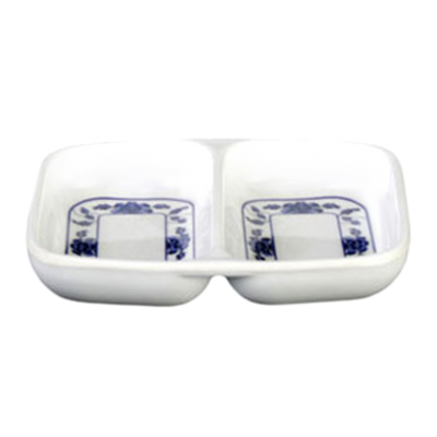 Thunder Group 1102TB 2 Oz. Melamine 2-Wells Rectangular Lotus Twin Sauce Dish