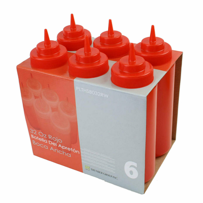 Thunder Group PLTHSB024RW 24 Oz. Red Plastic Wide Mouth Squeeze Bottle