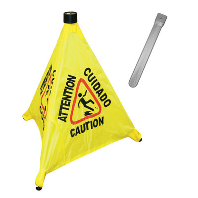 Thunder Group PLFCS330 19.5" H Yellow Plastic Triangle Pop-Up Safety Cone