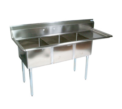 John Boos E3S8-24-14R24-X 98.5" W Stainless Steel 18 Gauge 3-Compartment E-Series Sink