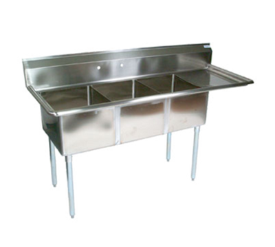 John Boos E3S8-24-14R24-X 98.5" W Stainless Steel 18 Gauge 3-Compartment E-Series Sink