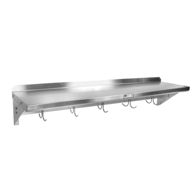 John Boos BHS1224PR-X 24" W Stainless Steel 18 Gauge Wall Mount with Pot Rack Shelf