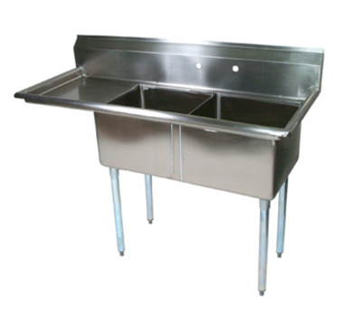 John Boos E2S8-24-14L24-X 74.5" W Stainless Steel 18 Gauge 2 Compartments E-Series Sink