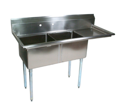 John Boos E2S8-24-14R24-X 74.5" W Stainless Steel 18 Gauge 2 Compartments E-Series Sink