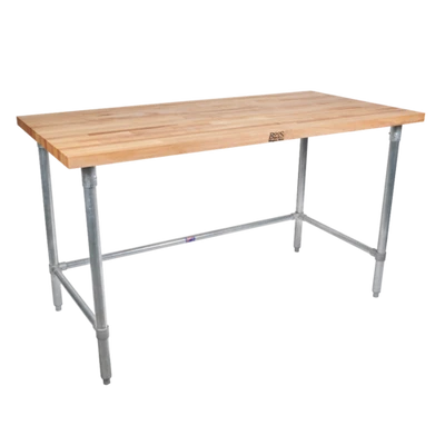 John Boos JNB03-X 60" W Wood Top Open with Side and Rear Crossrails Work Table