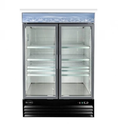 SABA SM-45R 45 Cu. Ft. Black Coated Steel Hinged 2 Doors Reach-In Refrigerator Merchandiser - 115 Volts