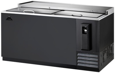 Akita ABC-65 64.5" W Black Stainless Steel Top 2 Locking Sliding Lids Bottle Cooler - 115 Volts