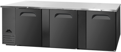 Akita ABBB-95 95.28" W Black Stainless Steel Top 3 Solid Doors with Lock Back Bar Cooler - 115 Volts