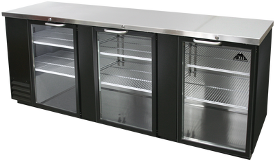 Akita AGBB-95 95.28" W Black Stainless Steel Top 3 Glass Doors with Lock Back Bar Cooler - 115 Volts