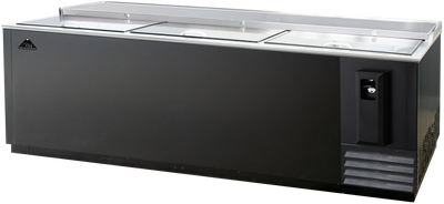 Akita ABC-95 94.96" W Black Stainless Steel Top 3 Locking Sliding Lids Bottle Cooler - 115 Volts