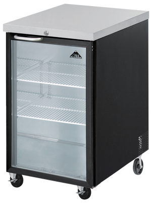 Akita AGBB-23 23.43" W Black Stainless Steel Top 1 Glass Door with Lock Back Bar Cooler - 115 Volts