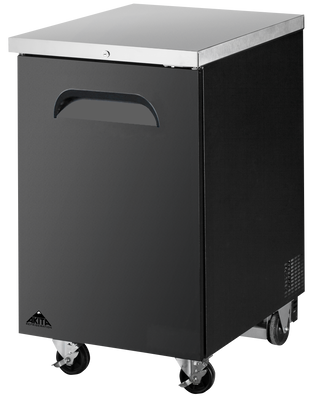 Akita ABBB-23 23.43" W Black Stainless Steel Top 1 Solid Door with Lock Back Bar Cooler - 115 Volts