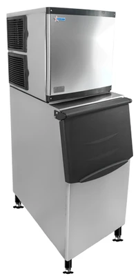 Omcan USA 47485 22" W Stainless Steel Cube Style Ice Maker with Bin - 350 Lbs.