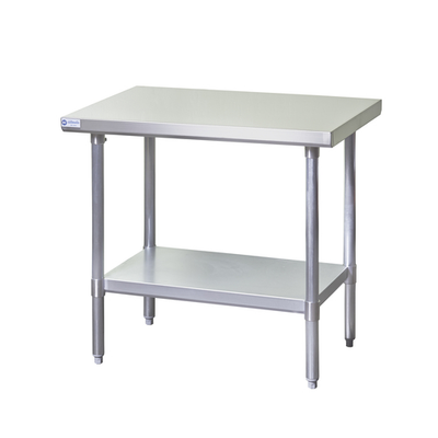 Blue Air EW3018 18" W x 30" D x 34" H 430 Stainless Steel Top Adjustable Plastic Bullet Feet Work Table