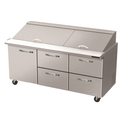 Blue Air BLMT72-D4RM-HC 72.38"W Stainless Steel Exterior (4) Drawers Mega Top Sandwich Prep Table - 115 Volts