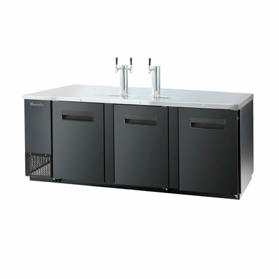 Blue Air BDD90-4B-HC 90.38" W x 27.13" D x 37" H Black Stainless Flat Top Keg Cooler