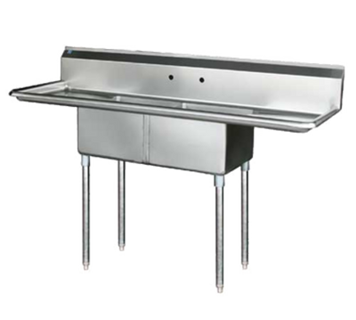 Blue Air BS2-18-12/2D 72" W x 24" D x 44.5" H 2 Compartments Stainless Steel Legs Adjustable Feet Sink