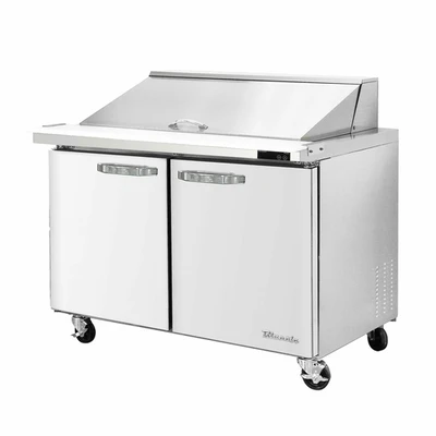 Blue Air BLMT48-HC 48.38"W Stainless Steel Exterior (2) Doors Mega Top Sandwich Prep Table - 115 Volts