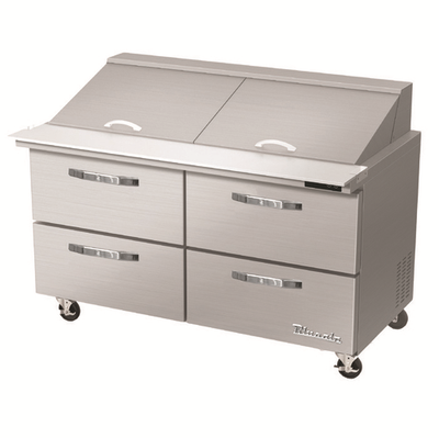 Blue Air BLMT60-D4-HC 60.38&quot;W Stainless Steel Exterior (4) Drawers Mega Top Sandwich Prep Table - 115 Volts